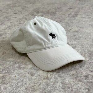Abercrombie & fitch hat white moose logo adjustable baseball cap 🫎